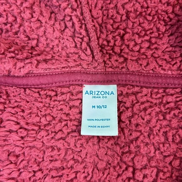 Arizona Jean Co Raspberry Sherpa Zipper Front Hooded Jacket Size M (10/12) - Picture 7 of 7
